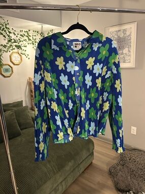 Target Blue Floral Button-Down Top